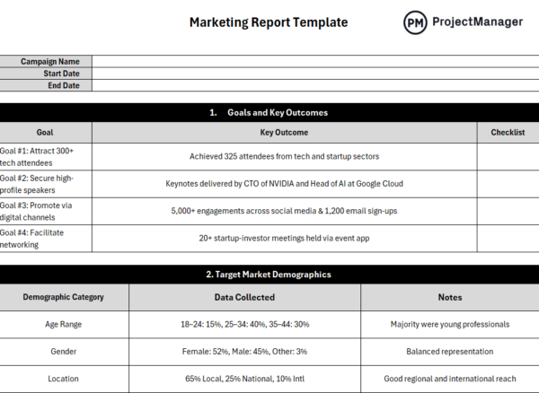 Marketing report template