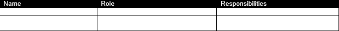 Section of ProjectManager's method statement template showing roles and responsibilities for a process