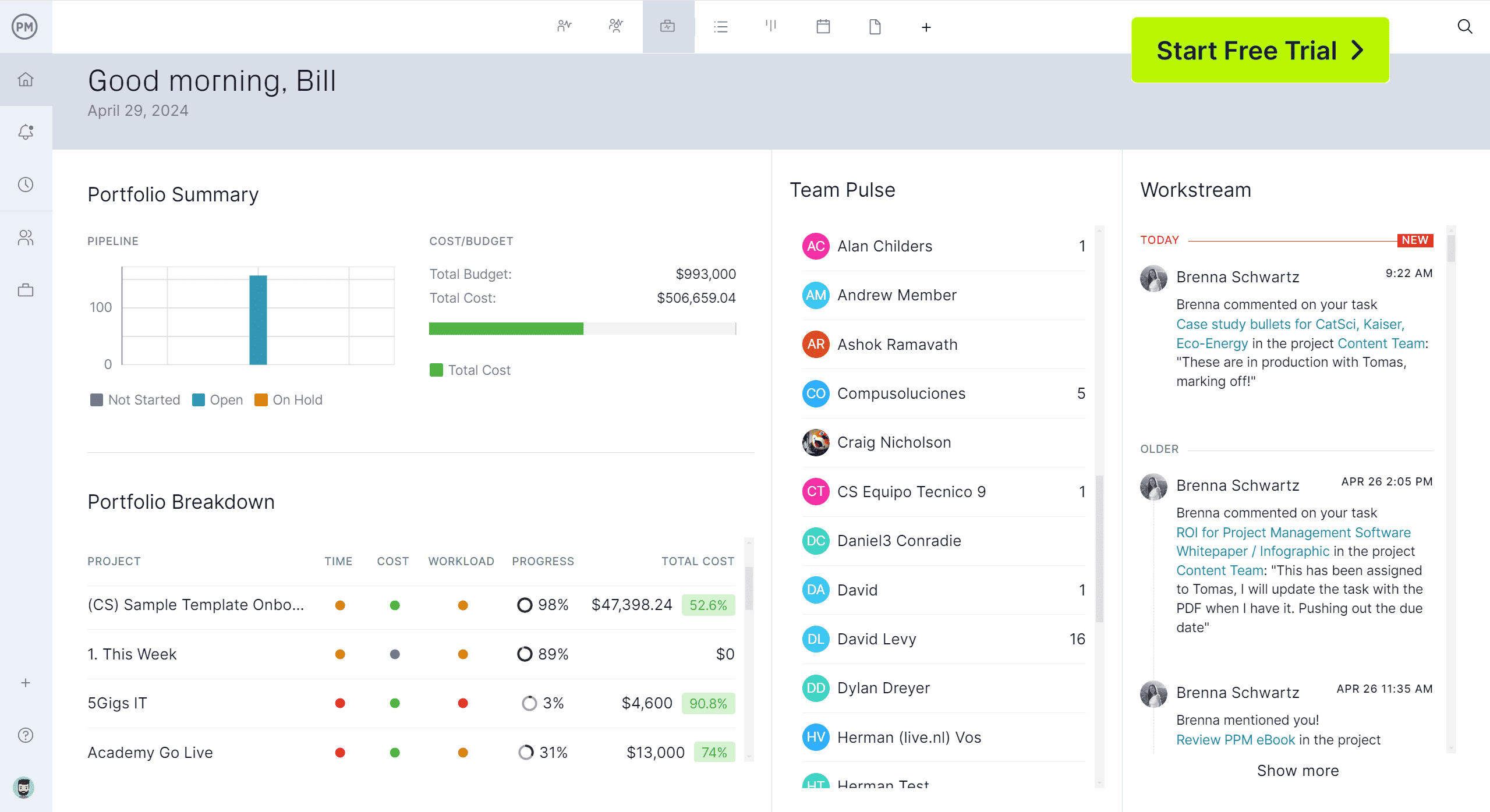 Stakeholder management dashboard